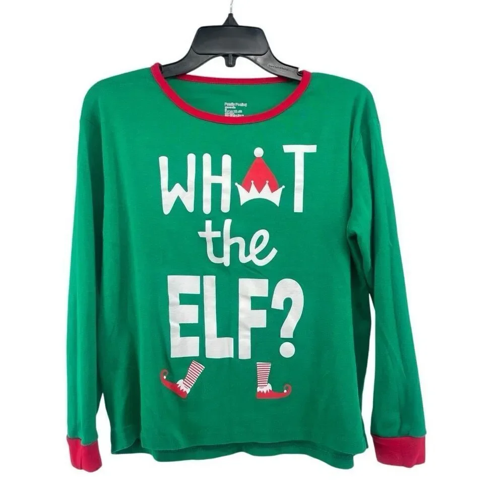 Family Feeling What The Elf Christmas Lounge Pajama Set Green Medium Cotton
